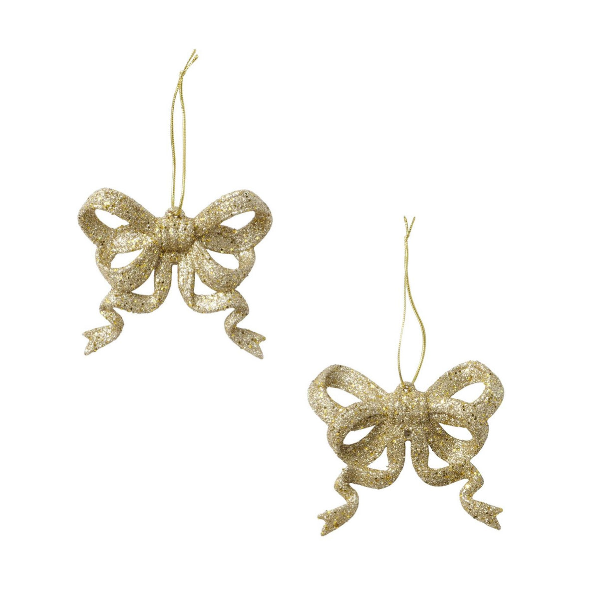 Boltze home julevedhæng sløjfe abby 2-delt plast 1,5x9cm glitter guld