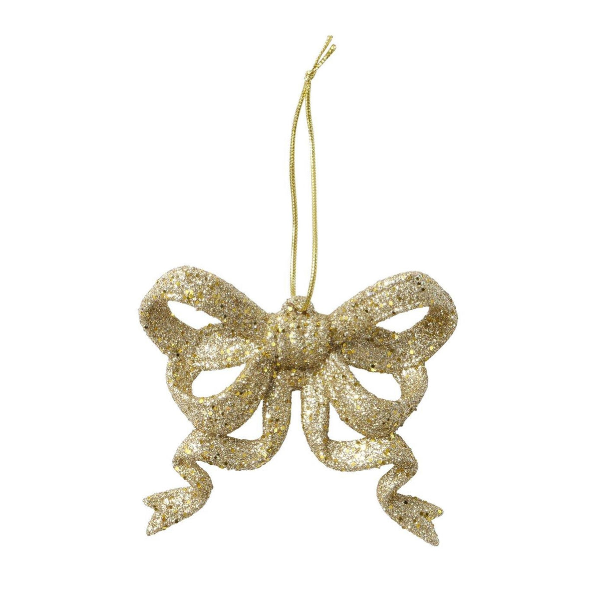 Boltze home julevedhæng sløjfe abby 2-delt plast 1,5x9cm glitter guld
