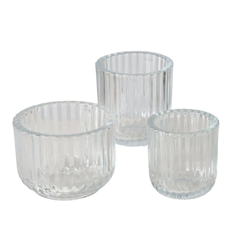 Boltze home fyrfadsstage glas transparent sæt a 3