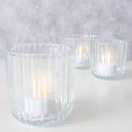 Boltze home fyrfadsstage glas transparent sæt a 3