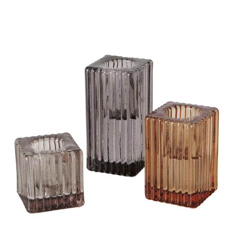 Boltze home lysestage glas 3-delt sæt h4-8cm