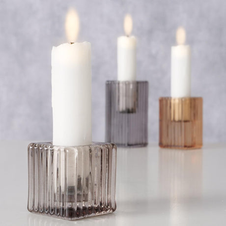 Boltze home lysestage glas 3-delt sæt h4-8cm