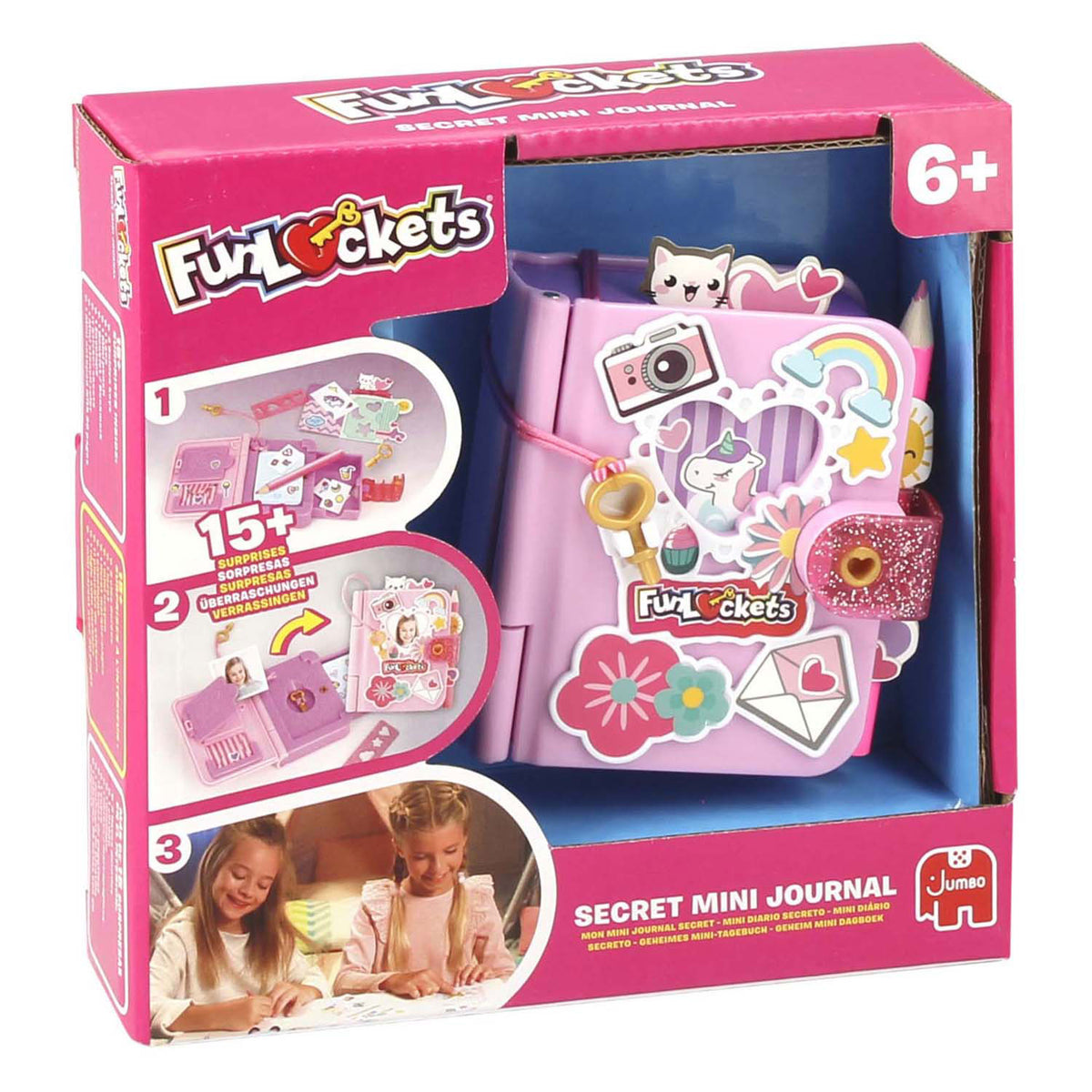 Funlockets jumbo - - hemmelig minidagbog - dagbog for piger 6 år - med 15+ overraskelser