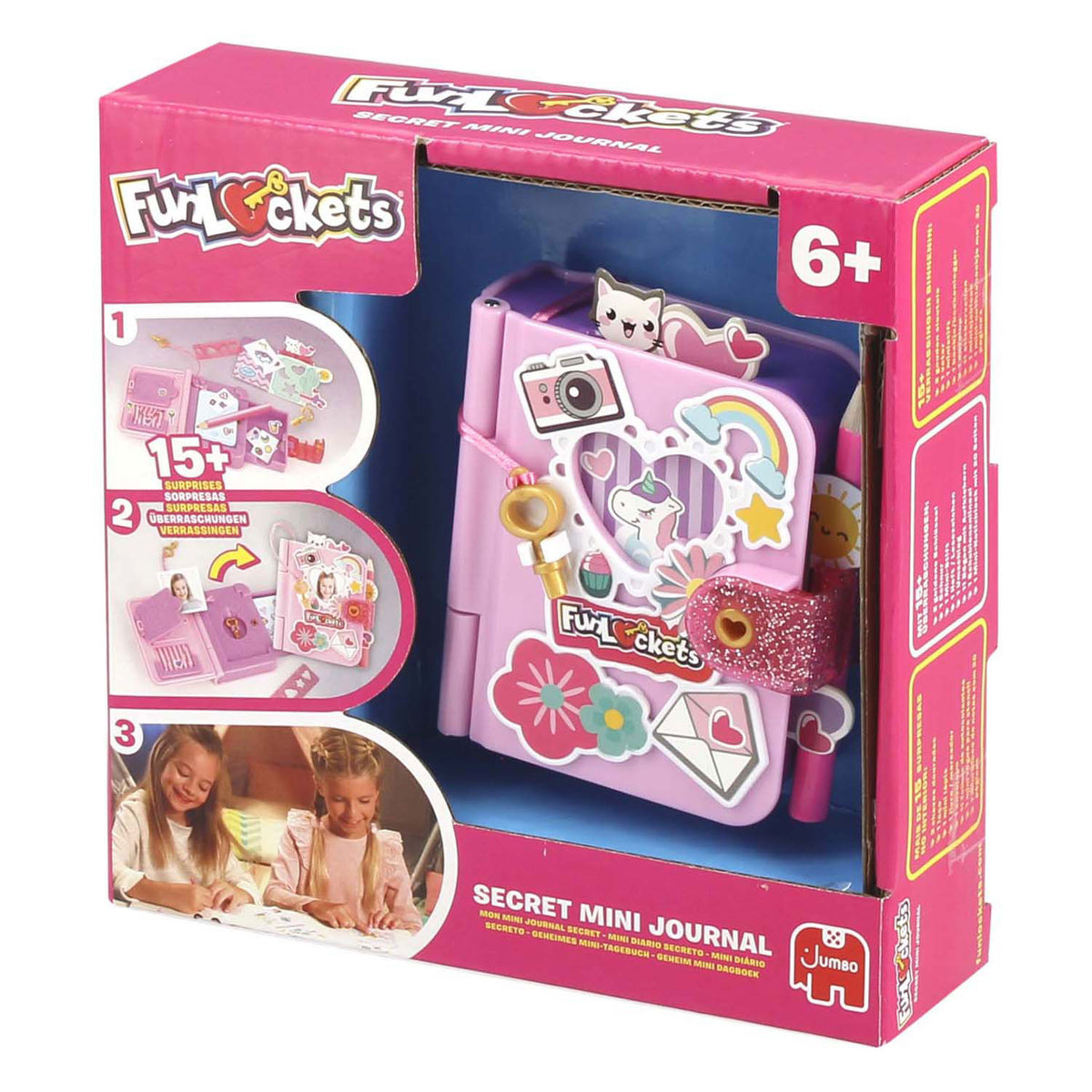 Funlockets jumbo - - hemmelig minidagbog - dagbog for piger 6 år - med 15+ overraskelser