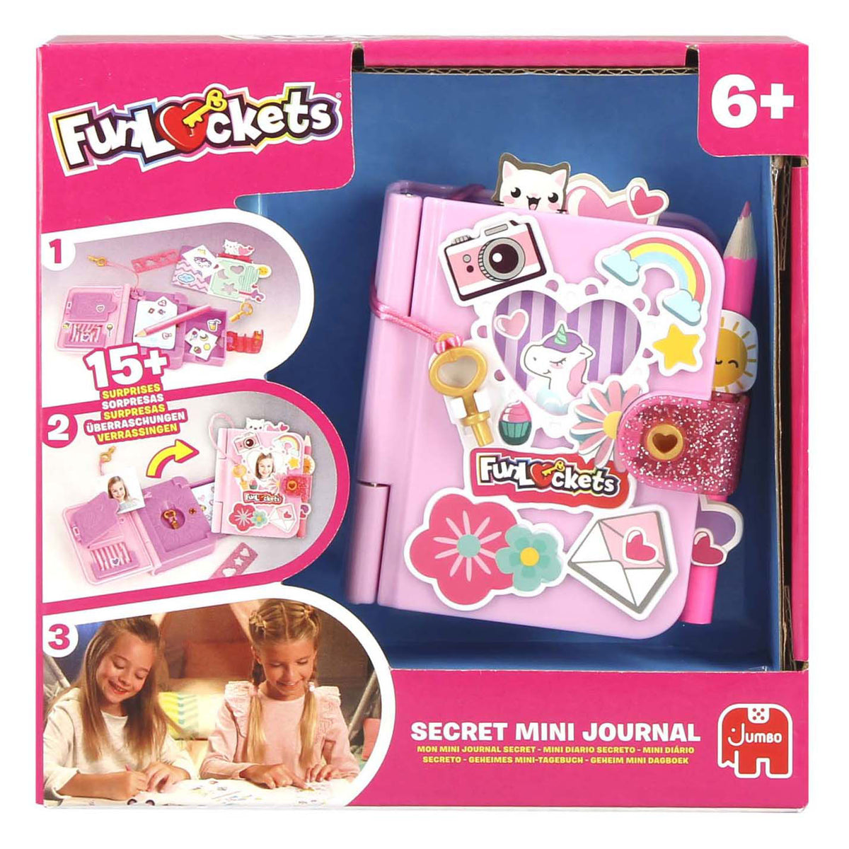 Funlockets jumbo - - hemmelig minidagbog - dagbog for piger 6 år - med 15+ overraskelser
