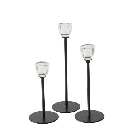 Boltze home lysestage sort 3-delt ø7cm