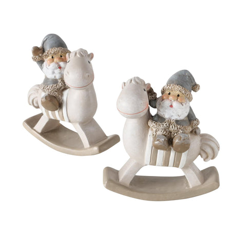 Boltze hjem Santa Claus Berny på gyngehest syntetisk harpiks h11cm