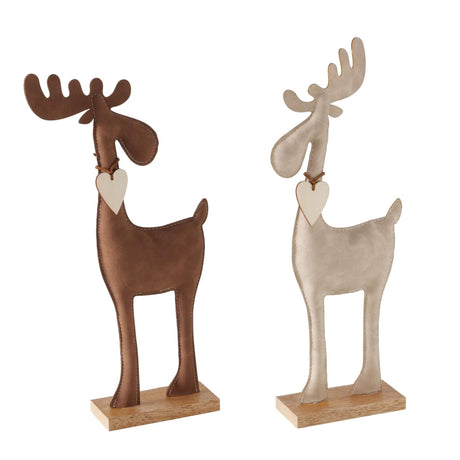 Boltze hjemmestatue hjort booner 17x5x34cm tekstil træ creme brun