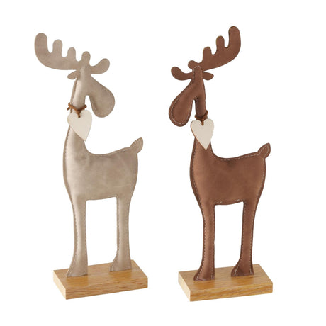 Boltze hjemmestatue hjortebønner 11x5x27,5 cm tekstiltræ cremebrun
