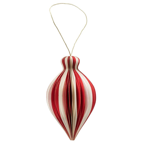 Boltze home julekugle yorki papir oval h12.5xã˜7.8cm mat rød hvid