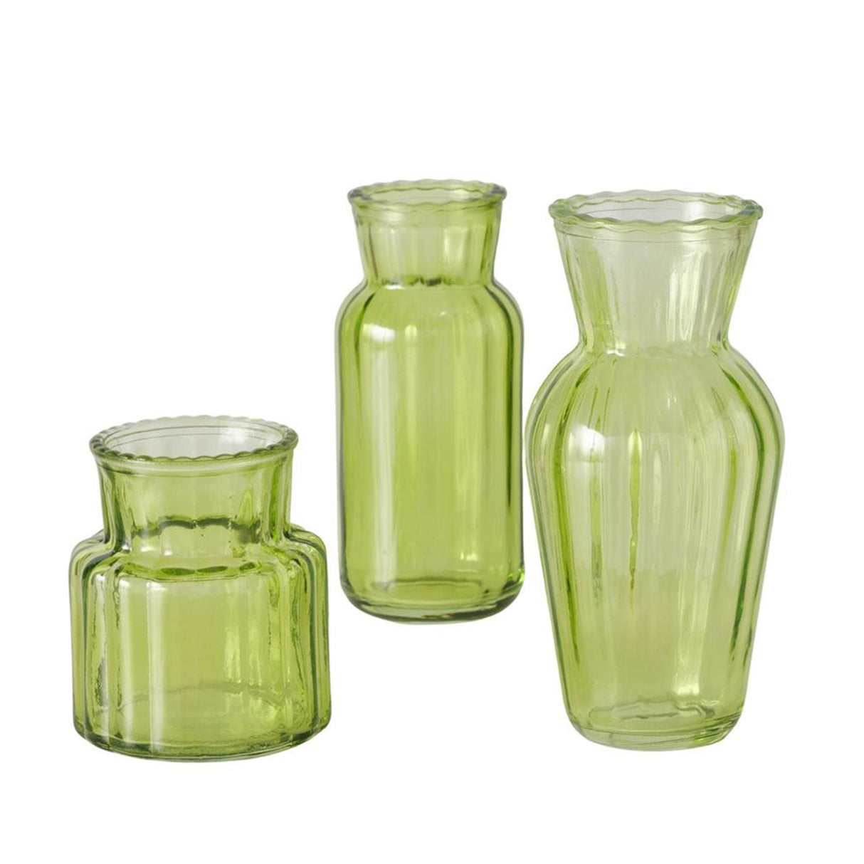 Boltze home vase tilla, 3-delt h9-15,5cm glaslakeret grøn