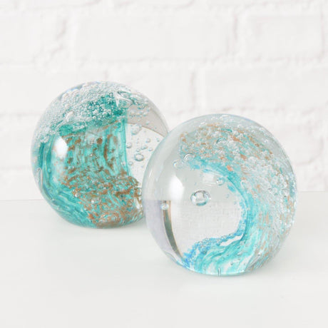 Boltze home deco papirvægt turkis glas ø8cm