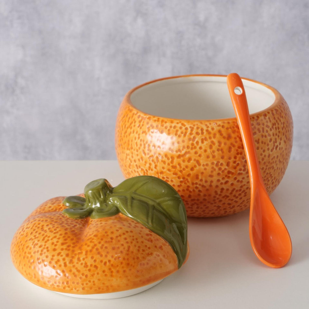 Boltze home appelsin syltetøjsglas med ske dia13x12cm 480ml fra dolomit