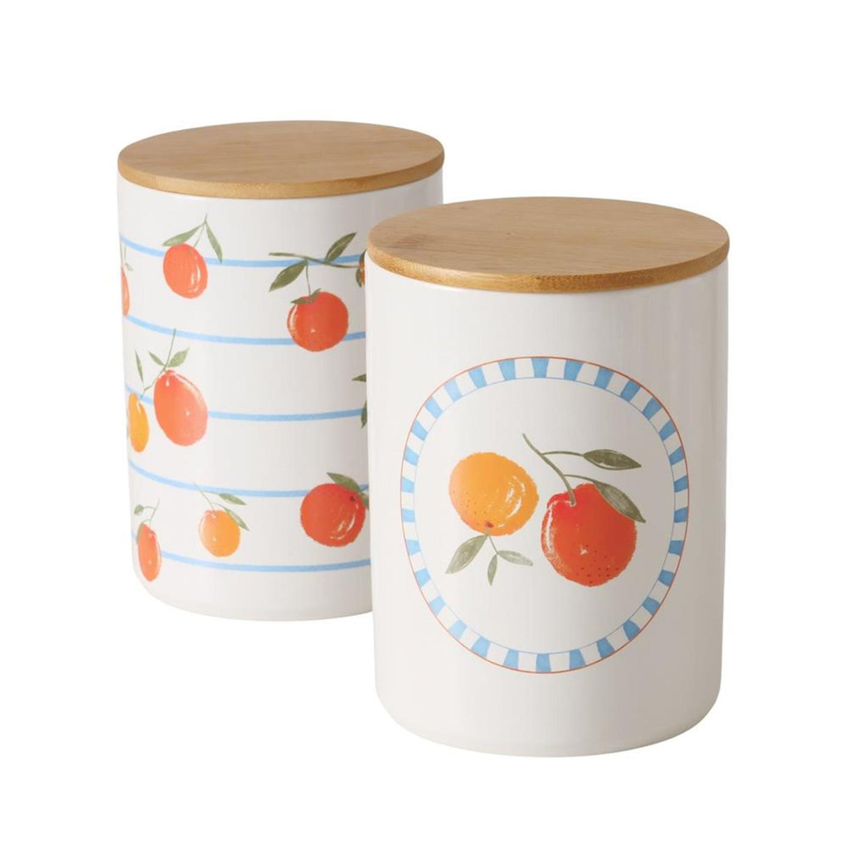 Boltze hjemmeopbevaringskrukke orange dia12x16cm 1100ml lertøj med bambus låg i 2 versioner