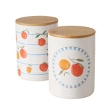Boltze hjemmeopbevaringskrukke orange dia12x16cm 1100ml lertøj med bambus låg i 2 versioner