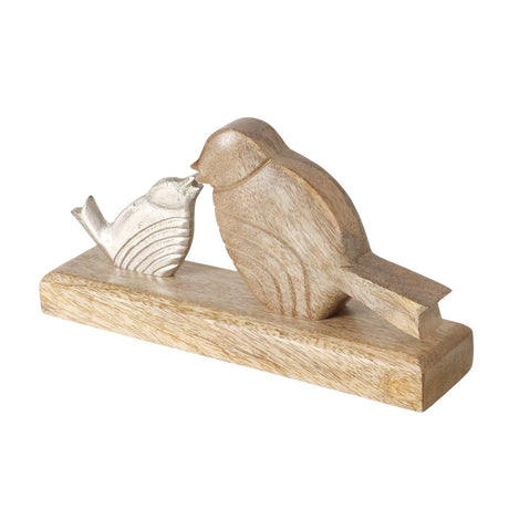 Boltze hjemmeskulptur fugl med ungt metaltræ 23x5x12cm