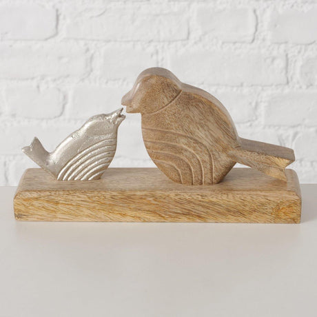 Boltze hjemmeskulptur fugl med ungt metaltræ 23x5x12cm