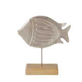 Boltze hjemmefigur fisky fish 20x5,5x23,5 cm aluminium og mangotræ