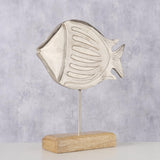Boltze hjemmefigur fisky fish 20x5,5x23,5 cm aluminium og mangotræ