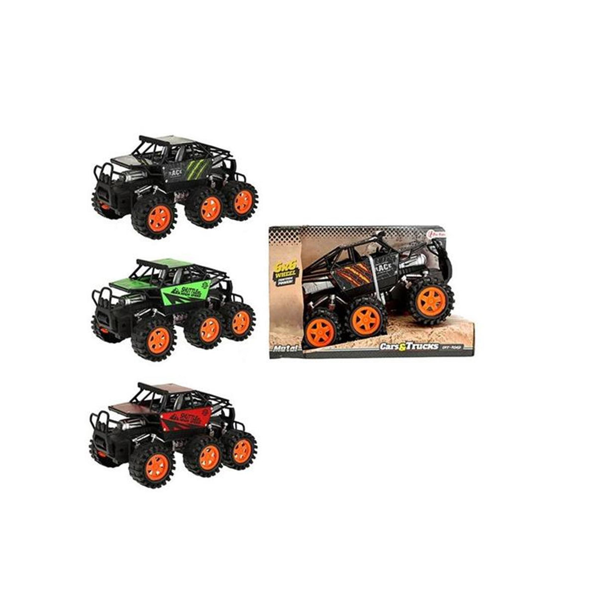 Toi-legetøj toi legetøj biler lastbiler monster truck 6 hjul friktion 25cm