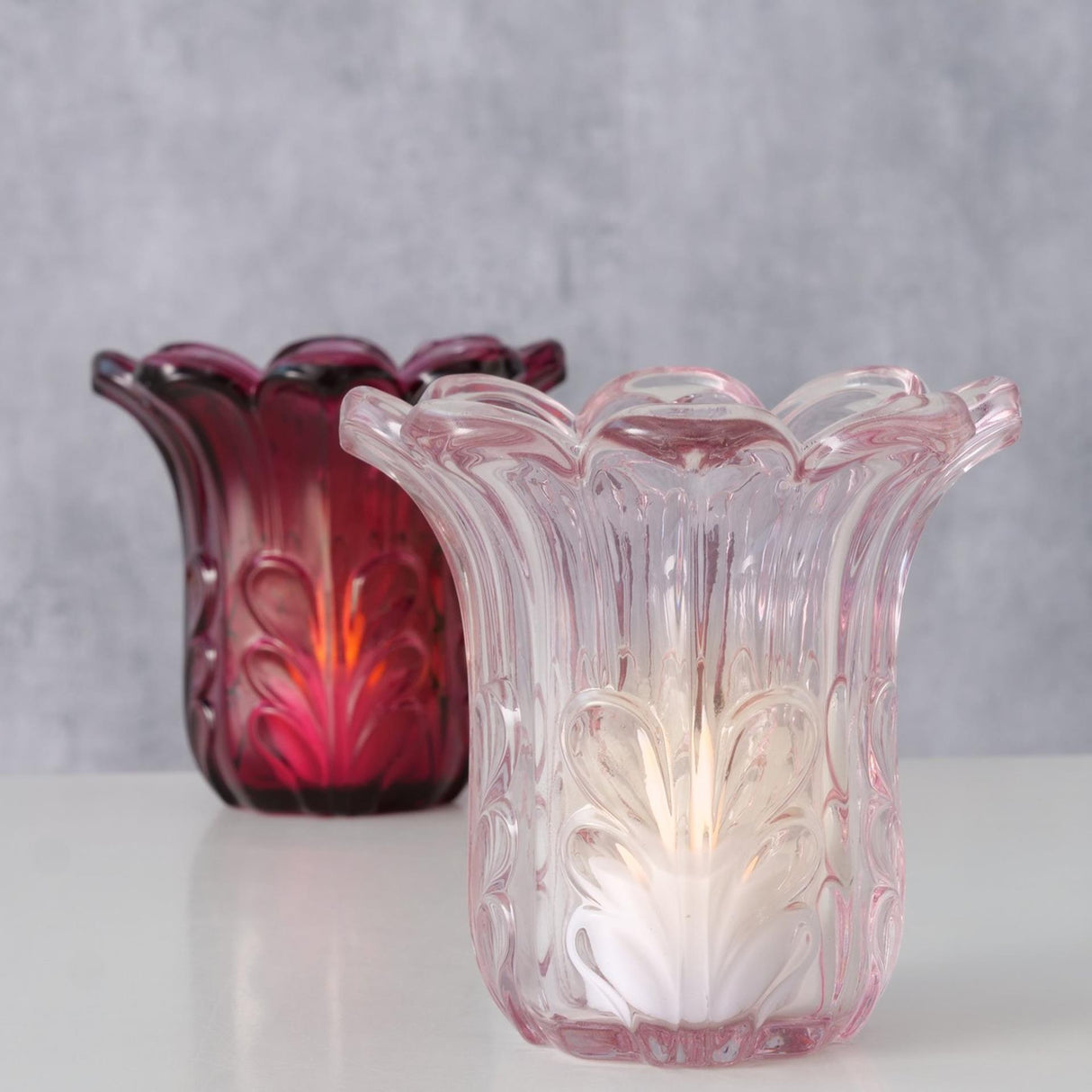 Boltze boligvase rosena dia11x10,5cm glaslakeret lys pink mørk pink