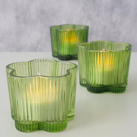 Boltze home fyrfadsstage grønt glas ø7,8xh6cm