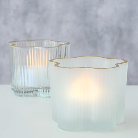 Boltze home fyrfadsstage glasblomst ø7,8x6cm