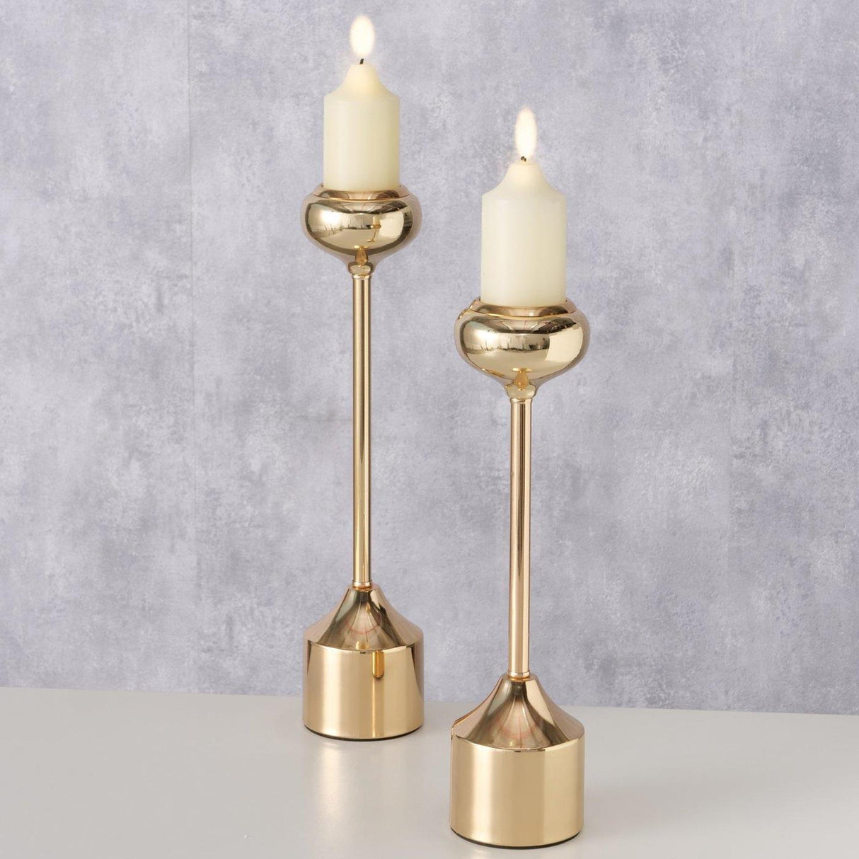 Boltze home lysestage sæt donus guld 2-delt ã˜3.2-8.2xh32.5-36.5cm