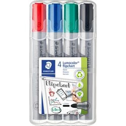Staedtler lumocolor flipover tusch 356 med rund spids - sæt med 4 farver