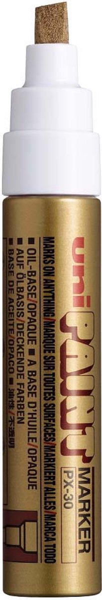 Posca uni paint px-30 guld malertusch - 4 - 8,5 mm mejselspids - oliebaseret malertusch, velegnet til mange overflader som f.eks.; glas, papir, keramik, plast eller metal