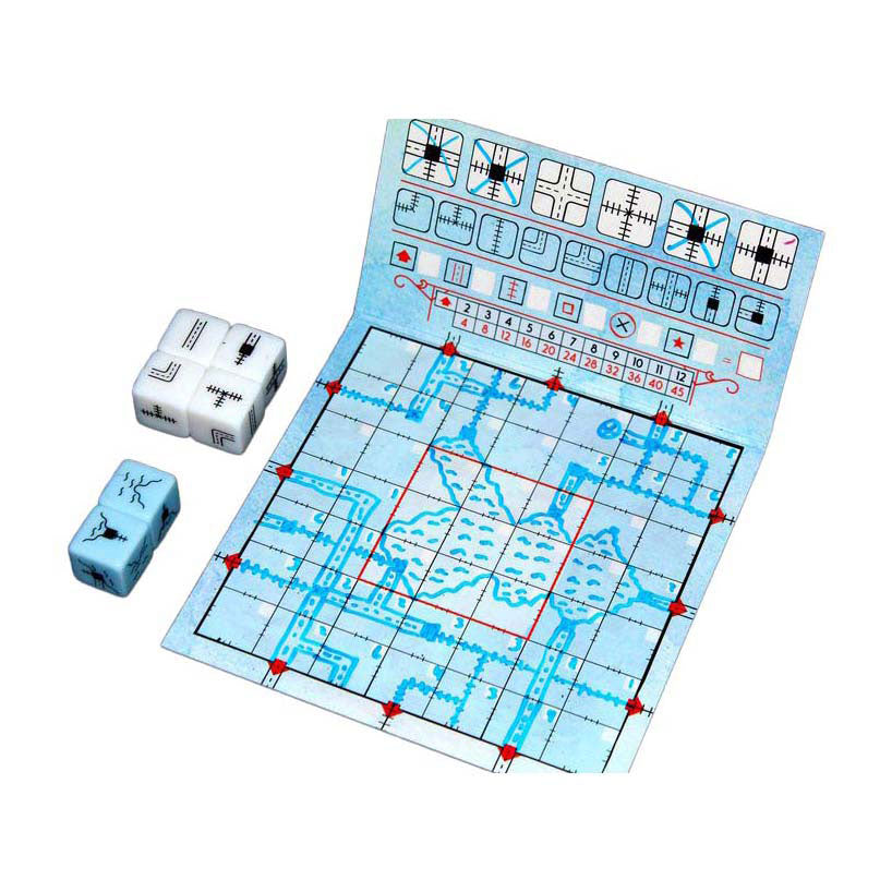 White goblin games railroad ink - dyb blå version terningespil