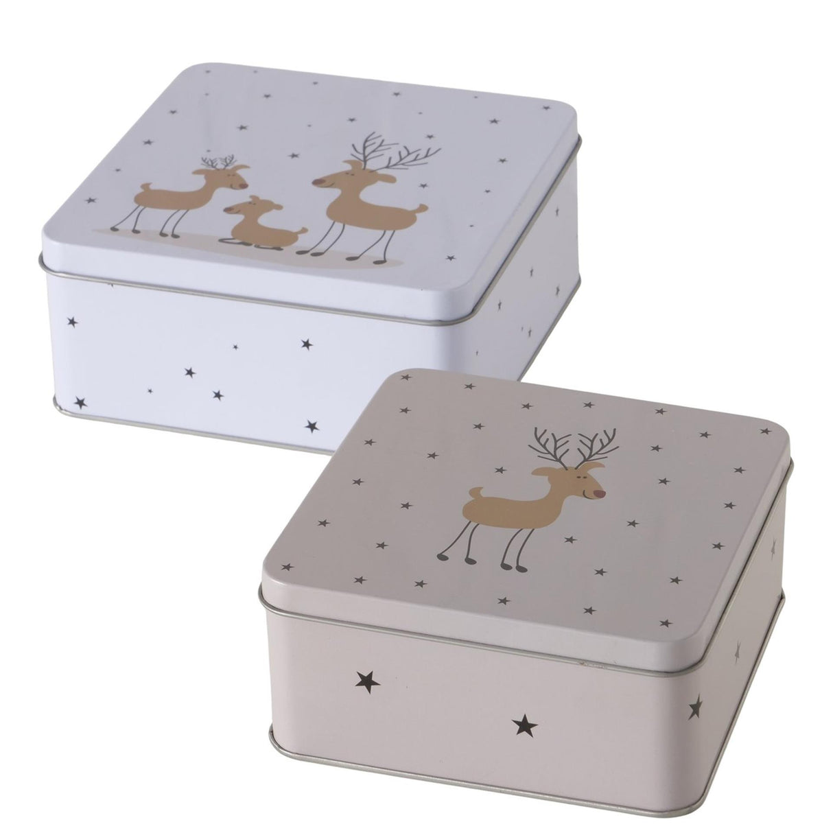 Boltze home storage tin set timba 2-piece lxw13-15cm h6-7cm