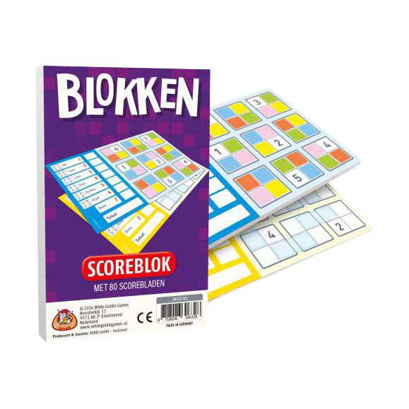 Hvid goblin spil blokerer scoreblok med 80 resultatark