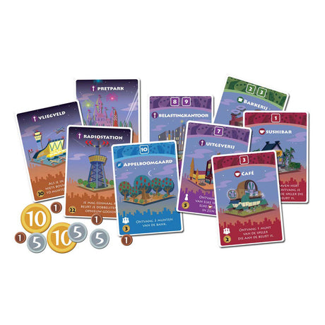 White goblin-spil - machi koro night - familiespil - 2 til 4 spillere - 30 minutter - fra 8 år