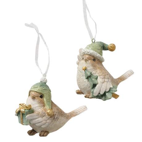 Boltze home julevedhæng fugl manu 7,5x7,5x7cm 2 assorteret