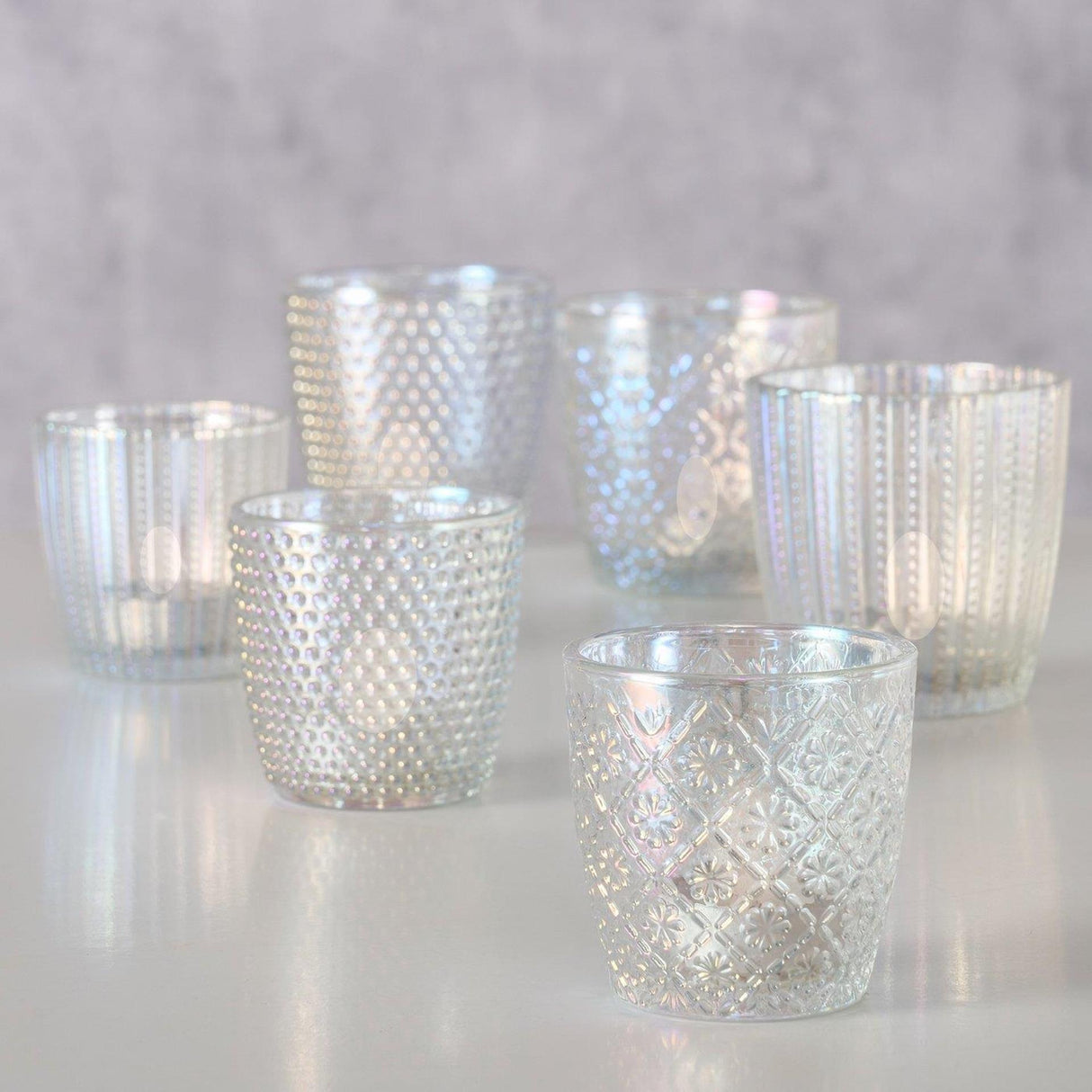 Boltze home windlicht patty 2-delig h7,5-9cm gelakt glas 3 assorti