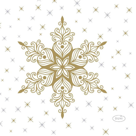 Duni servietter snowstars hvid 24x24cm