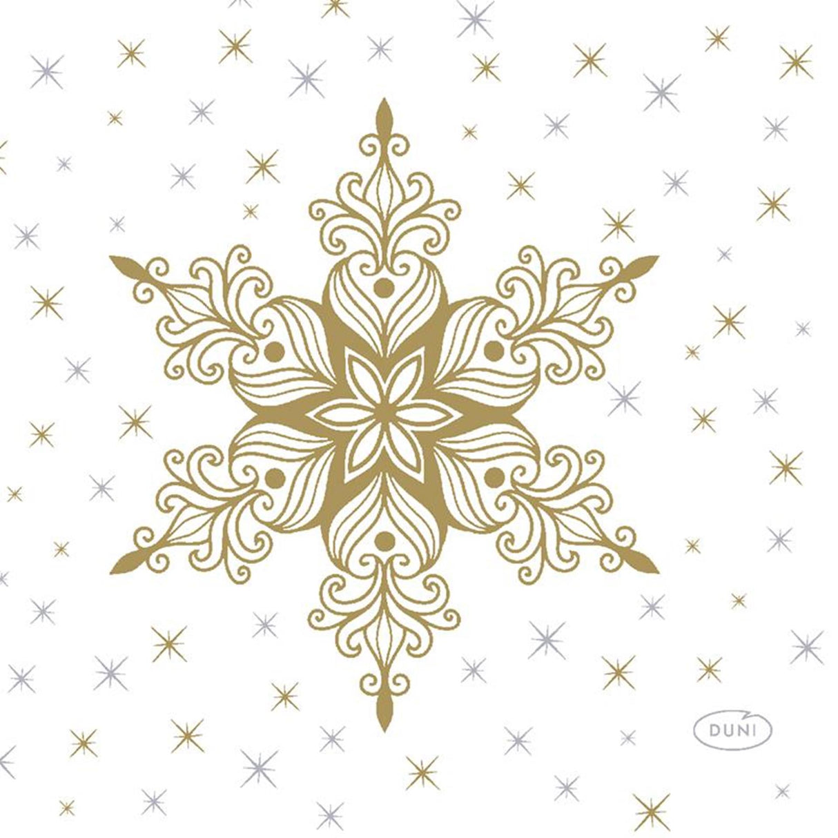 Duni servietter snowstars hvid 24x24cm