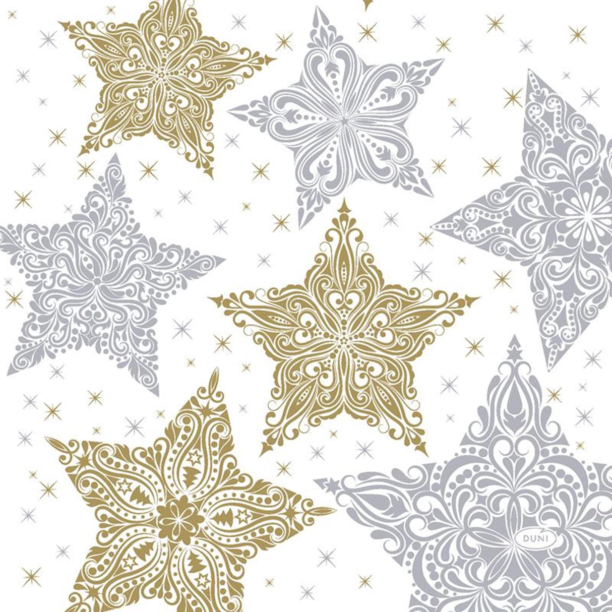 Duni servietter snowstars hvid 33x33cm