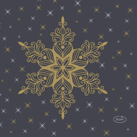 Duni servietter snowstars sort 24x24cm
