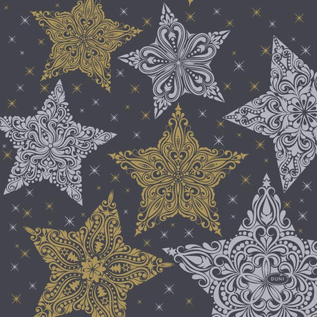 Duni servietter snowstars sort 33x33cm