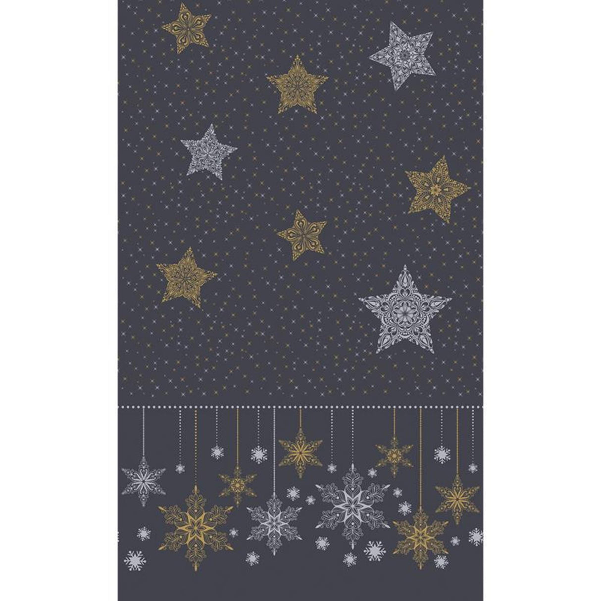 Duni dug snowstars sort 138x220cm