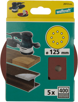 Wolfcraft selvklæbende slibeskiver | k400 | perforeret | ø125mm | 5 styk - 2072000