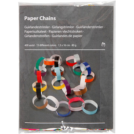 Creativ firma guirlandestrimler, L: 16 cm, B: 15 mm, forskellige farver, 400 stk. 1 æske