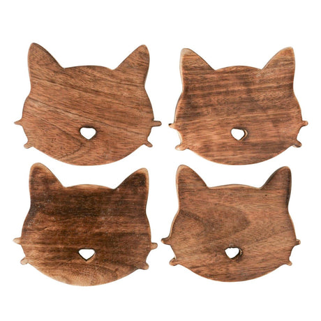 Boltze home onderzetter cordula mango-hout 4-delig 12x10x1cm
