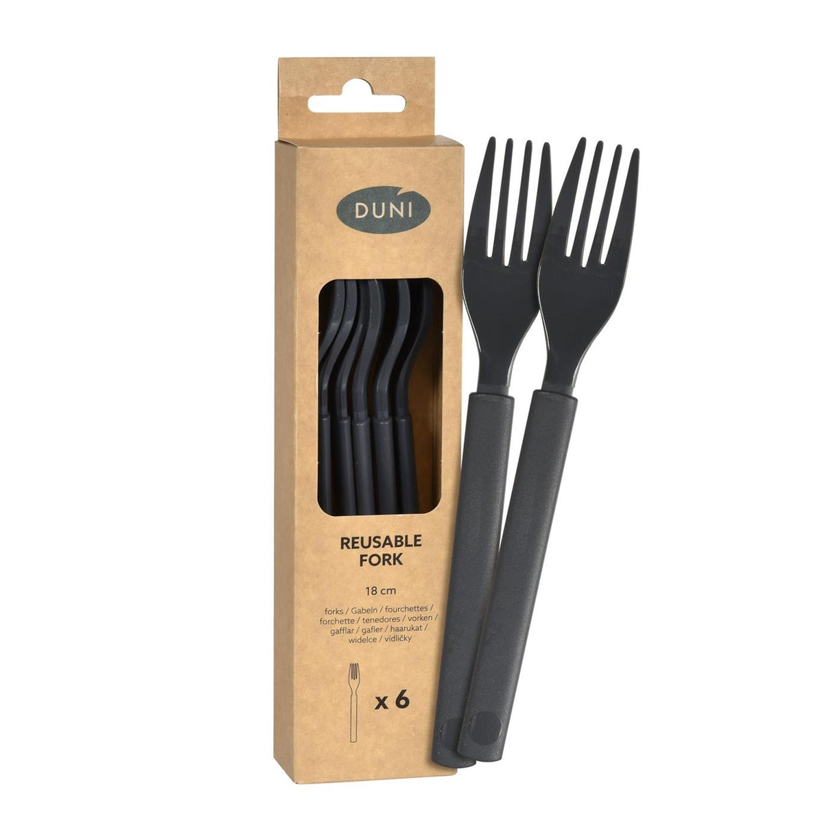 Duni plastgaffel granit genanvendelig 18cm æske med 6 stk