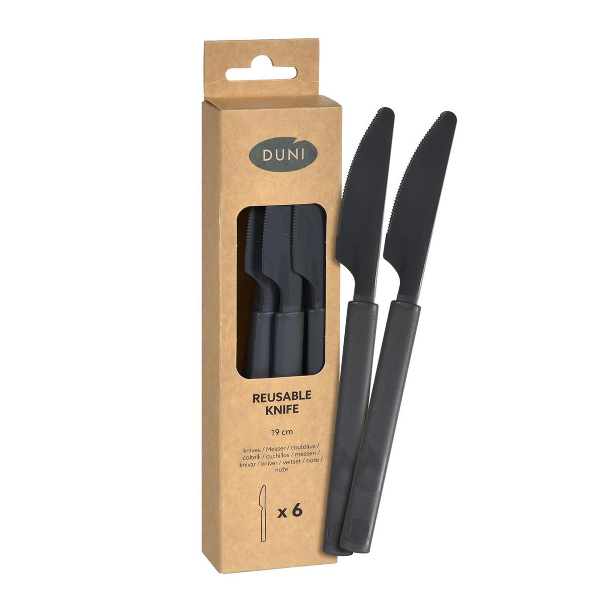 Duni plastkniv granit genanvendelig 19cm æske med 6 stk