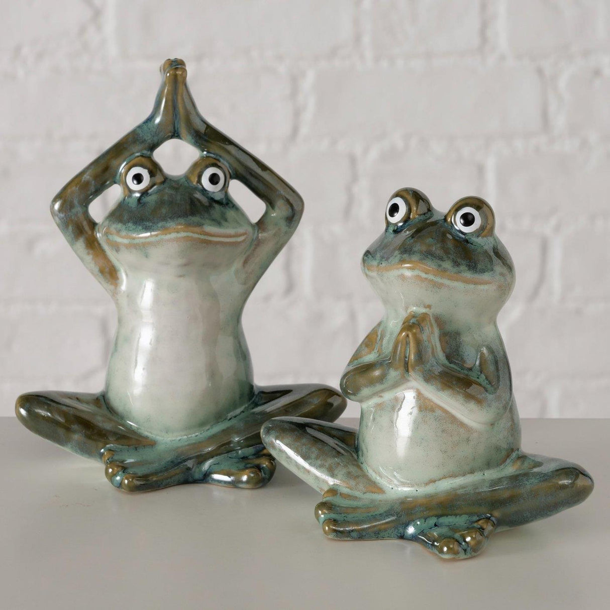 Boltze hjemmefigur steffo frø 11,5x7,5x14cm 2 assorteret