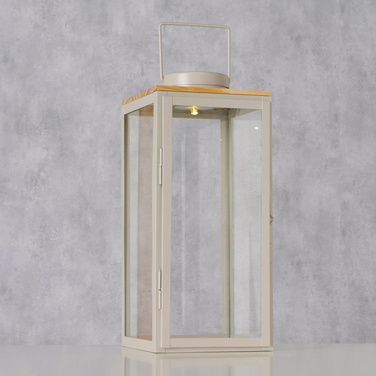 Boltze home led lantaarn kaeli met timer h40cm beige indoor op batterij (3xaaa)