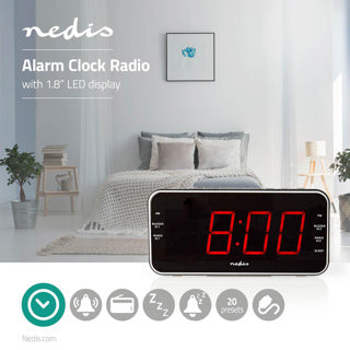 Nedis digital vækkeur radio | 2 stk